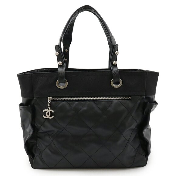 CHANEL Black Coated Canvas Shoulder Bag - Picture 1 of 10